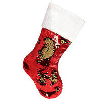 Новогодний сапог с пайетками 49 см, носок для рождественских декораций, блестящий сапожок Красный