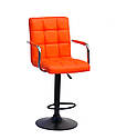 Стілець барний Augusto Arm Bar BK-BASE екокожа помаранчевий, опора чорна з регульованою висотою, фото 2