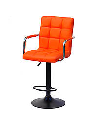 Стілець барний Augusto Arm Bar BK-BASE екокожа помаранчевий, опора чорна з регульованою висотою