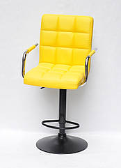 Стілець барний Augusto Arm Bar BK-BASE екокожа жовтий , опора чорна з регульованою висотою