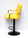 Стілець барний Augusto Arm Bar BK-BASE екокожа жовтий , опора чорна з регульованою висотою, фото 4