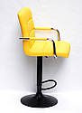 Стілець барний Augusto Arm Bar BK-BASE екокожа жовтий , опора чорна з регульованою висотою, фото 3