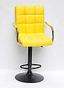 Стілець барний Augusto Arm Bar BK-BASE екокожа жовтий , опора чорна з регульованою висотою, фото 2