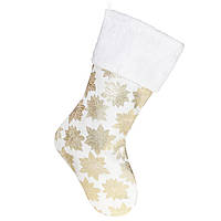 Новогодний сапог "Рождественские Цветы" 49 см, носок для рождественских декораций Золотой