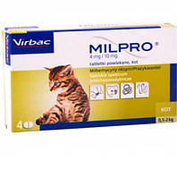 Милпро® для кошек и котят массой тела от 0,5-2 кг 1 табл 4 мг/10 мг