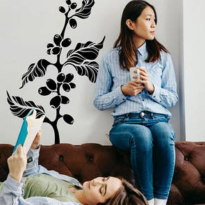 Інтер’єрна наклейка Гілка кавого дерева (зерна кава, листя, дерево)