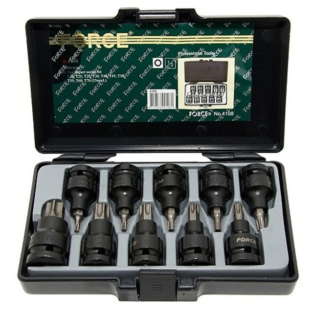 Набір головок-біт 1/2" Torx ударних 10 пр. (T20-T70) 4108 F