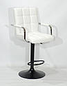 Стілець барний Augusto Arm Bar BK-BASE екокожа білий , опора чорна з регульованою висотою, фото 2