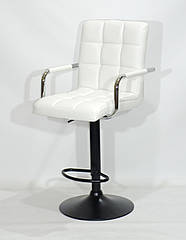 Стілець барний Augusto Arm Bar BK-BASE екокожа білий , опора чорна з регульованою висотою