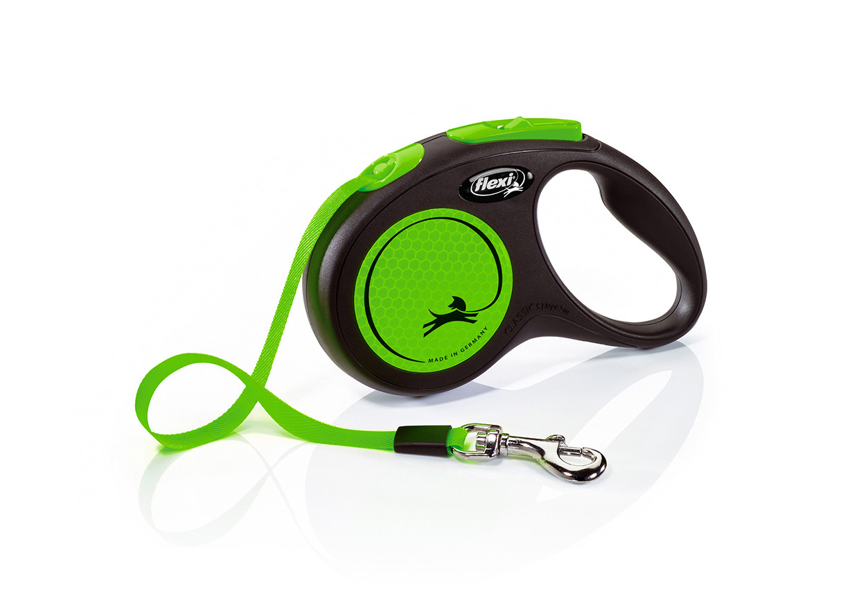 Flexi Neon S стрічка 5 метрів до 15 кг повідець-рулетка для собак зелена