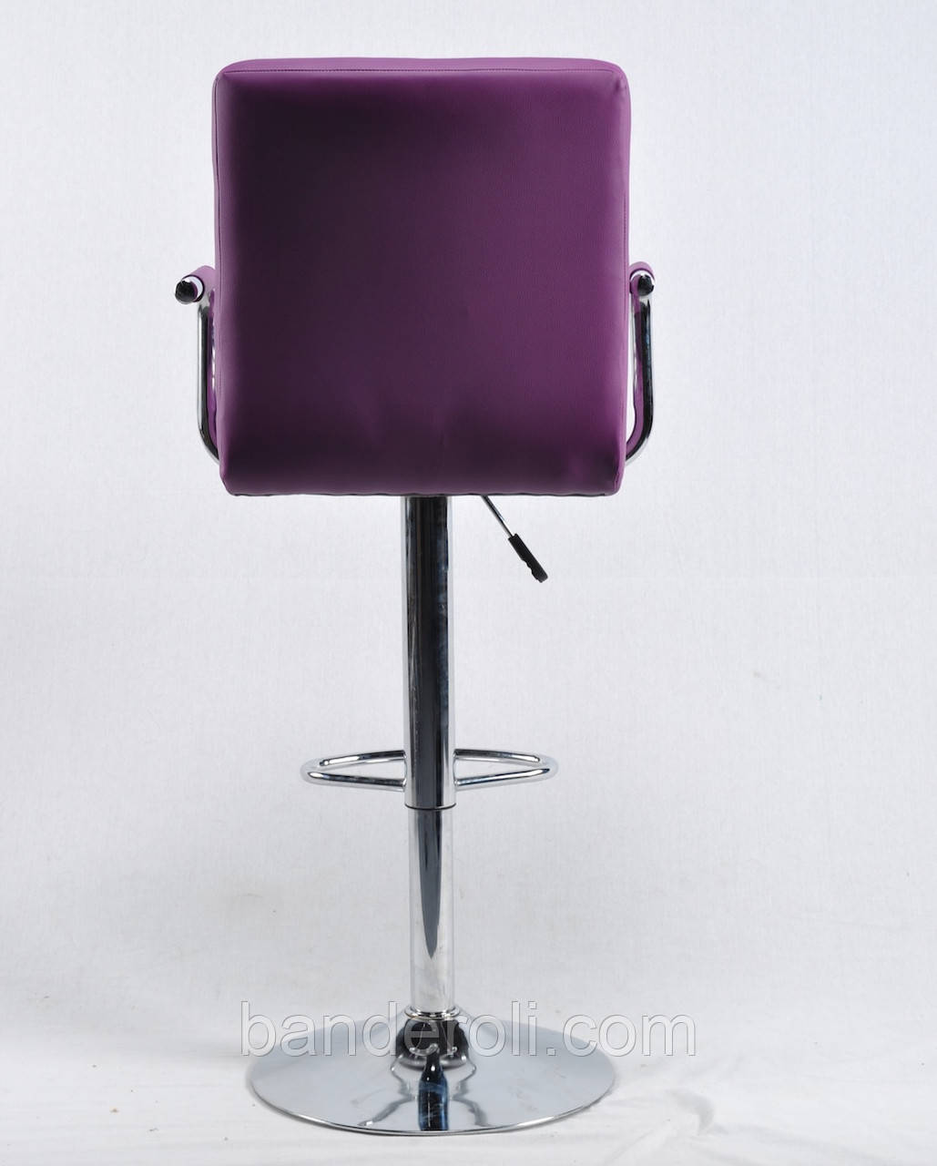 Стілець барний Augusto Arm Bar CH-BASE екокожа пурпурний, опора хромировання з регульованою висотою, фото 1