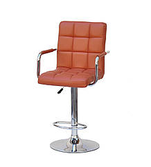 Стілець барний Augusto Arm Bar CH-BASE екокожа коричневий, опора хром з регульованою висотою