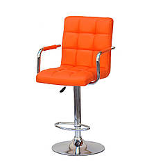 Стілець барний Augusto Arm Bar CH-BASE екокожа помаранчевий, опора хром з регульованою висотою