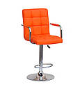 Стілець барний Augusto Arm Bar CH-BASE екокожа помаранчевий, опора хром з регульованою висотою, фото 3