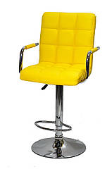 Стілець барний Augusto Arm Bar CH-BASE екокожа жовтий , опора хром з регульованою висотою