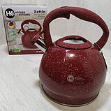 Чайник для плити зі свистком HIGHER KITCHEN ZP-020 ( Німеччина). Чайник 3.5 л з нержавіючої сталі наплитный, фото 5