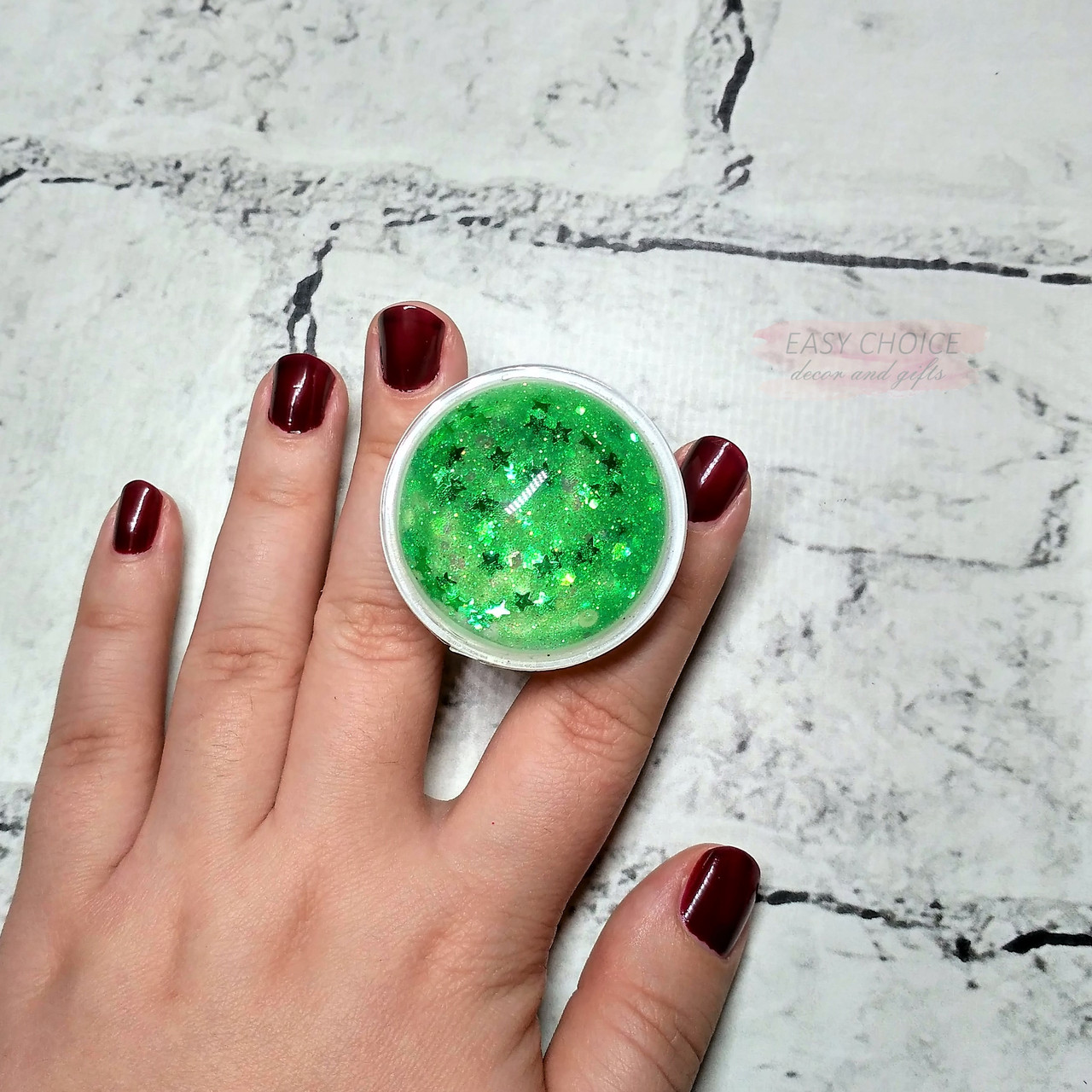 Попсокет тримач для телефона Рідкі блискітки glitter, зелений