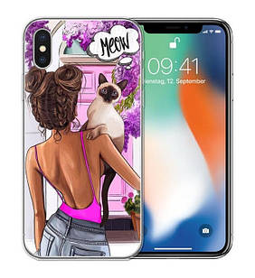 Яскравий силіконовий чохол Girl Case Meow для Xiaomi Redmi 9a