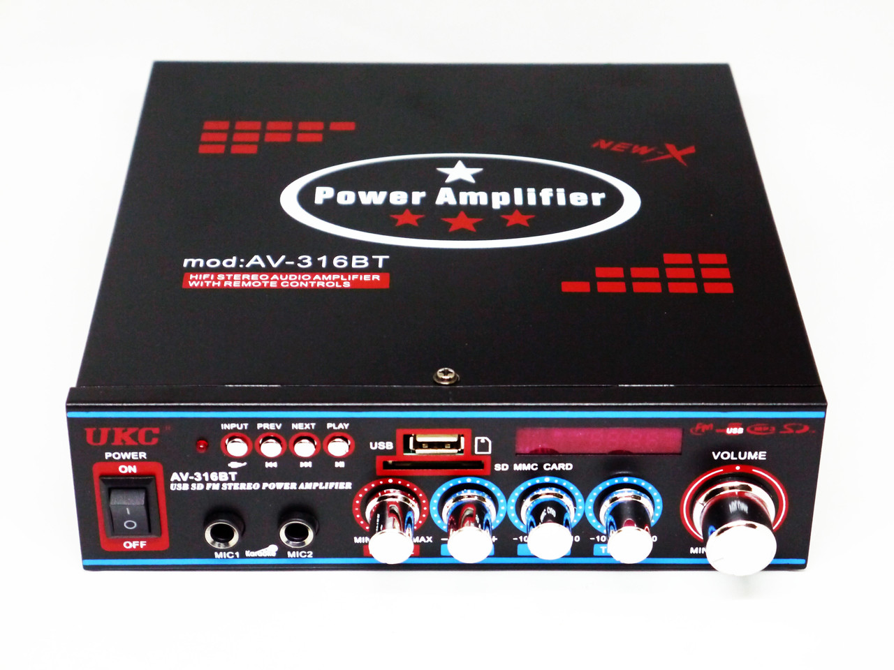 Підсилювач UKC AV-316BT - Bluetooth, USB, SD, FM, MP3! Караоке 2х канальний