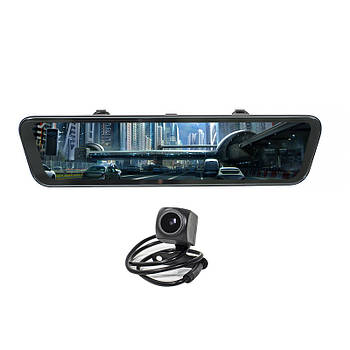 (Уцінка! Немає камери) Автомобільне дзеркало-відеореєстратор 12" Car Lesko K90 кут огляду 170 градусів карта пам'яті