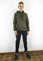 Спортивна тепла чоловіча толстовка кольорі хакі на флісі з капюшоном S,M,L,XL,XXL