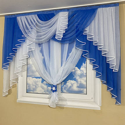 Ламбрекен з тюлем №431 на карниз 2м блакитний, фото 2