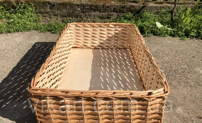 Лотки плетені 40x30х15 торгові кошики з лози короба для овочів, фруктів, хліба
