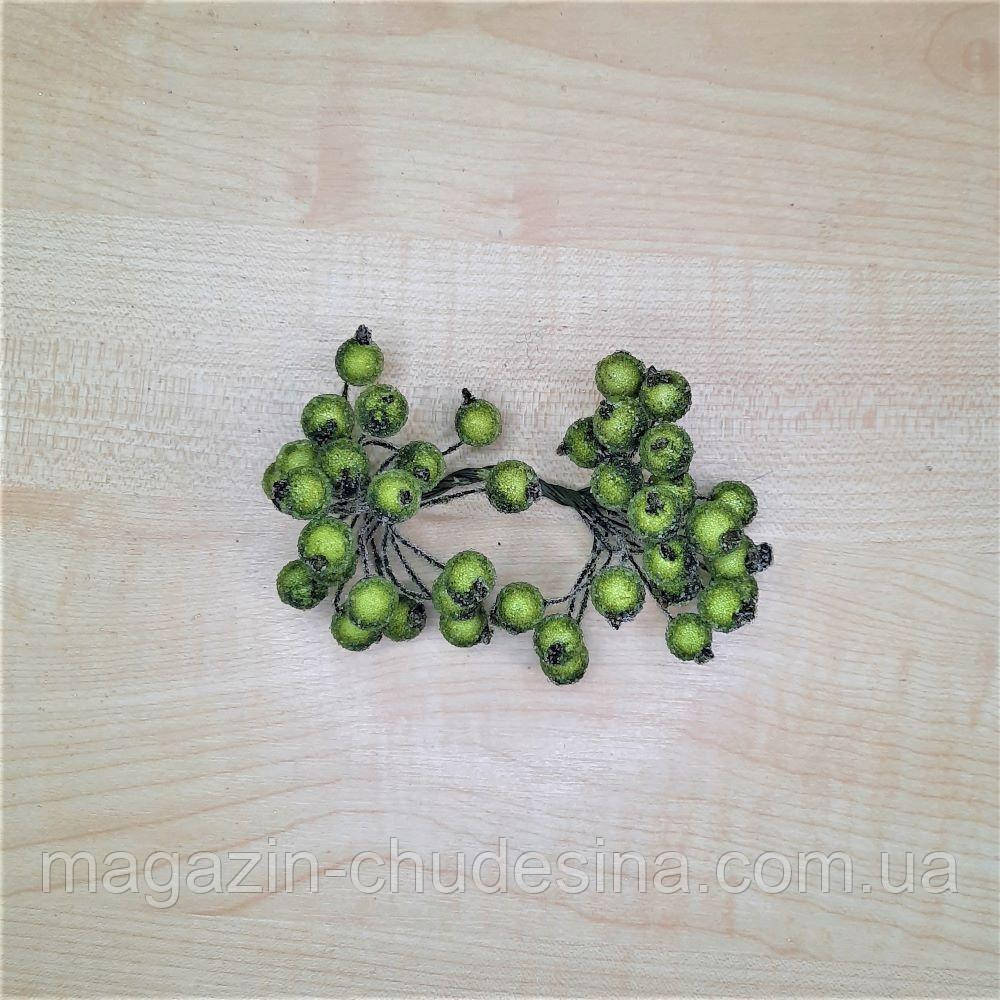 Цукрові ягоди декоративні зелені на дроті 40 шт., фото 1