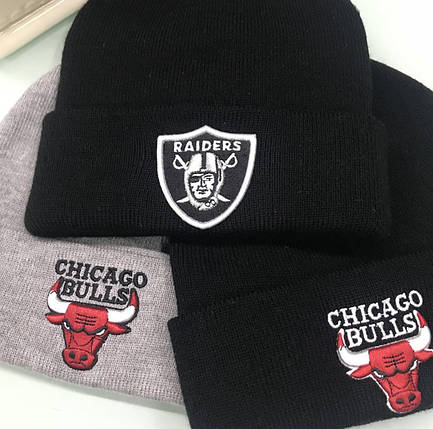 Шапка Chicago Bulls Чикаго Булз чорна, фото 3