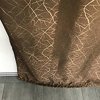 Штори льон "бите скло" коричневі з білим шифоновим тюлем ALBO (SHTN-M17-1), фото 6