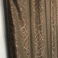 Штори льон "бите скло" коричневі з білим шифоновим тюлем ALBO (SHTN-M17-1), фото 7