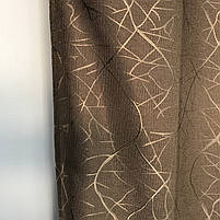 Штори льон "бите скло" коричневі з білим шифоновим тюлем ALBO (SHTN-M17-1), фото 2