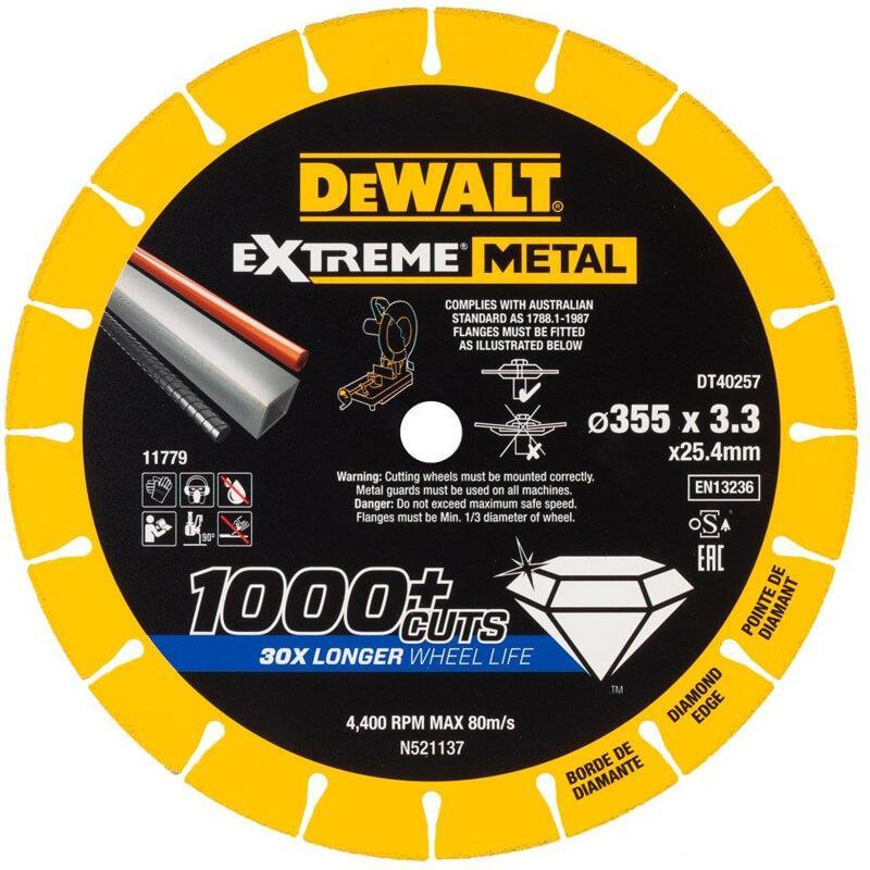 Диск алмазний по металу діаметром 355 мм з посадочним отвором 25.4 мм DeWALT DT40257