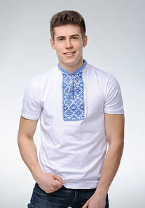 Чоловіча футболка з вишивкою в українському стилі «Атаманская (синя вишивка)» S