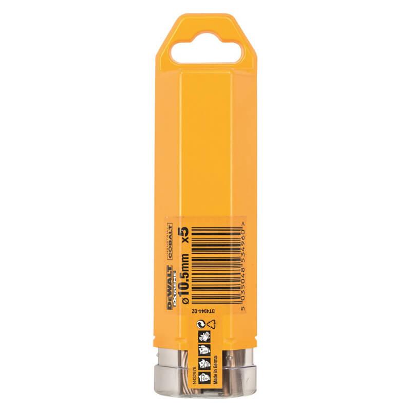 Свердло по металу EXTREME2 кобальтовое HSS-CO 10.5x133x84 мм упаковка 5 штук DeWALT DT4944