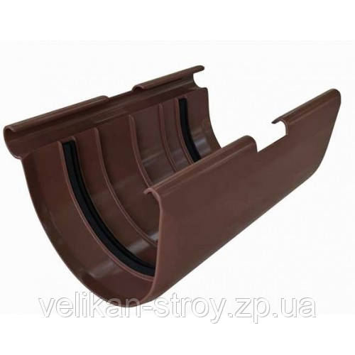 З'єднувач жолоба (муфта) коричневий, 125, Альта-Профіль