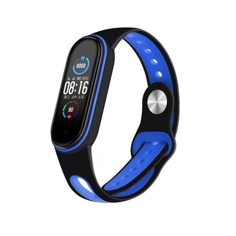 Ремінець BeCover Sport Style для Xiaomi Mi Smart Band 5 Black-Deep Blue (705166)