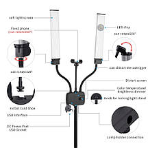 Подвійний світлодіодний лампа AL-45X double arms LED fill light з тримачем для телефону, фото 3