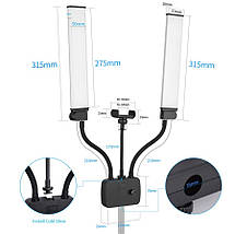 Подвійний світлодіодний лампа AL-45X double arms LED fill light з тримачем для телефону, фото 3