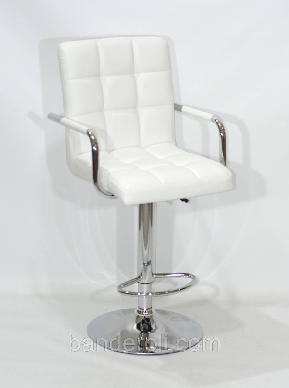 Стілець барний Augusto Arm Bar CH-BASE екокожа білий , опора хром з регульованою висотою, фото 1