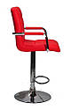Стілець барний Augusto Arm Bar CH-BASE екокожа червоний, опора хром з регульованою висотою, фото 3