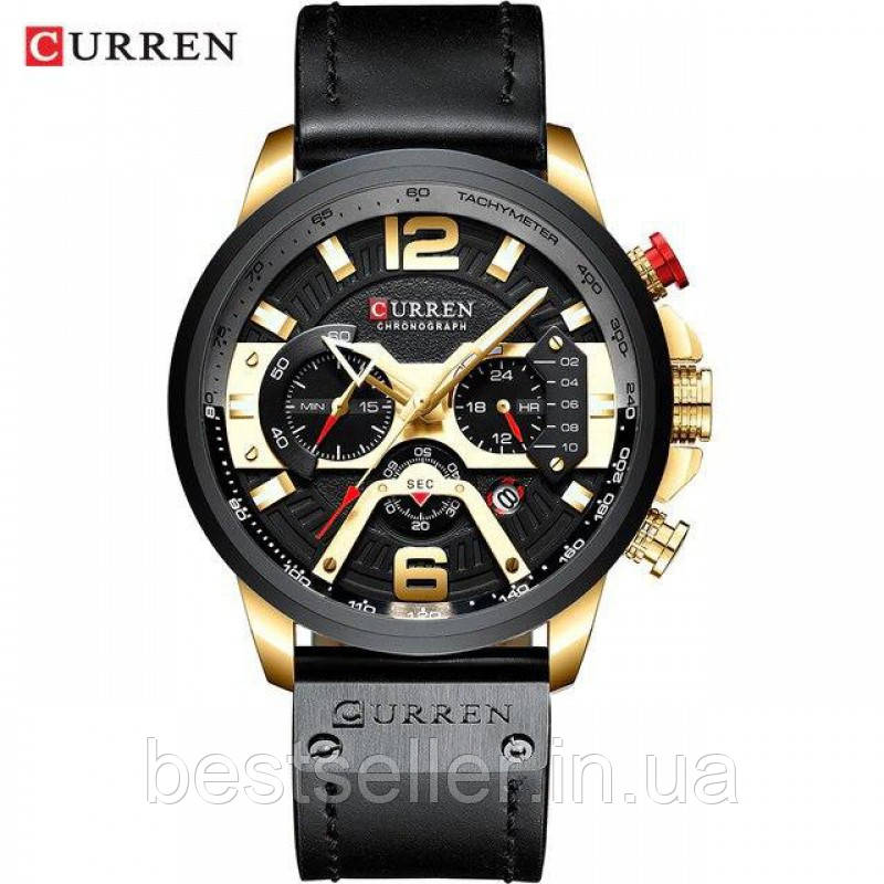 Часы CURREN 8329 Chronograph Gold Black 47mm (Quartz).