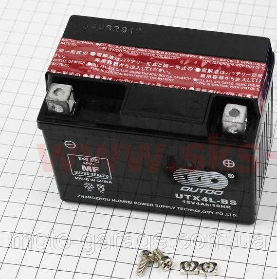 Акумулятор OUTDO UTX4L-BS 4Аh кислотний (L113*W70*H85mm)