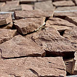 Піщаник червоний рваний 2-3 см камінь для облицювання цоколя, фасаду, паркану, фото 2