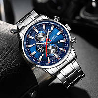 Часы CURREN 8351 Chronograph Silver Dark Blue 47mm (Quartz).