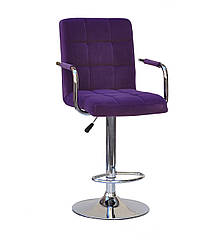 Стілець барний Augusto Arm Bar CH-BASE велюр пурпуровий В-1013, опора хром з регульованою висотою