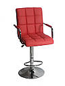 Стілець барний Augusto Arm Bar CH-BASE екокожа червоний, опора хром з регульованою висотою, фото 4