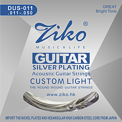 Набір гітарних струн Ziko з срібним покриттям 011