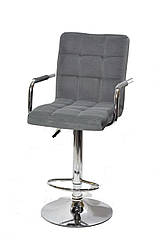 Стілець барний Augusto Arm Bar CH-BASE сірий велюр В-1004, опора хром з регульованою висотою