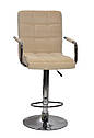 Стілець барний Augusto Arm Bar CH-BASE бежевий велюр В-1005, опора хром з регульованою висотою, фото 2